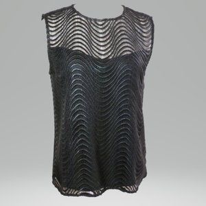 The Korner S Black Sleeveless Lace Top